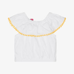 Agatha Ruiz de la Prada-Girls Whimsical White Pom-Pom Blouse | Childrensalon Outlet