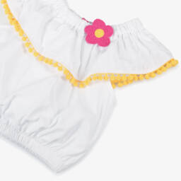 Agatha Ruiz de la Prada-Girls Whimsical White Pom-Pom Blouse | Childrensalon Outlet