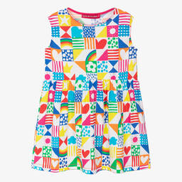 Agatha Ruiz de la Prada-Girls White Abstract Print Cotton Dress  | Childrensalon Outlet