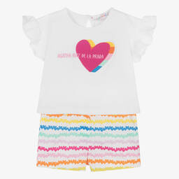 Agatha Ruiz de la Prada-Girls White & Colourful Stripe Shorts Set | Childrensalon Outlet