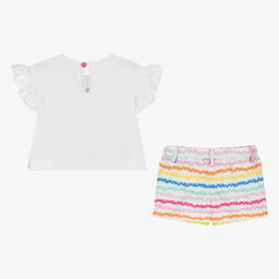 Agatha Ruiz de la Prada-Girls White & Colourful Stripe Shorts Set | Childrensalon Outlet