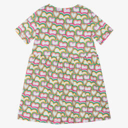 Agatha Ruiz de la Prada-فستان قطن بطبعة قلوب وقوس قزح لون أبيض | Childrensalon Outlet