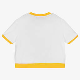 Agatha Ruiz de la Prada-Белая хлопковая футболка с радугой | Childrensalon Outlet