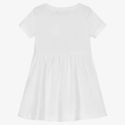 Agatha Ruiz de la Prada-Белое хлопковое платье-футболка с радугой | Childrensalon Outlet