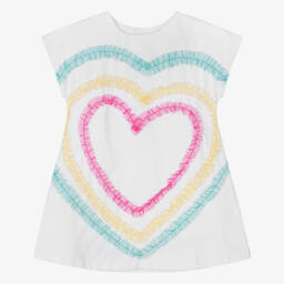 Agatha Ruiz de la Prada-Girls White Cotton & Tulle Heart Dress | Childrensalon Outlet