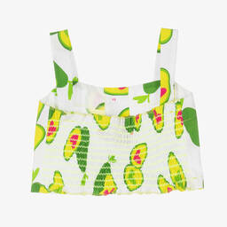 Agatha Ruiz de la Prada-Girls White & Green Avocado Top | Childrensalon Outlet