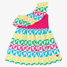 Agatha Ruiz de la Prada-Бело-розовое хлопковое платье | Childrensalon Outlet