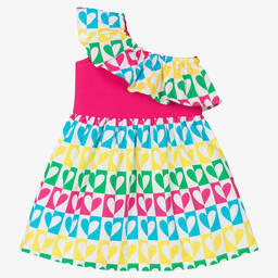 Agatha Ruiz de la Prada-Бело-розовое хлопковое платье | Childrensalon Outlet