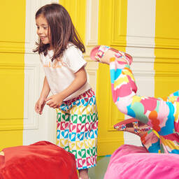 Agatha Ruiz de la Prada-Широкие бело-розовые брюки | Childrensalon Outlet