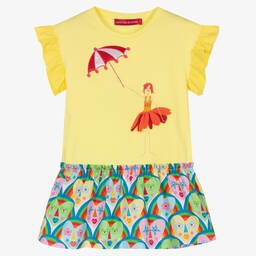 Agatha Ruiz de la Prada-Girls Yellow & Blue Cotton Heart Dress | Childrensalon Outlet