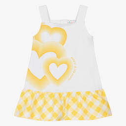 Agatha Ruiz de la Prada-Girls Yellow Heart Print Cotton Dress | Childrensalon Outlet