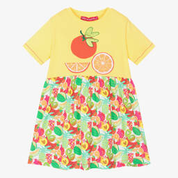 Agatha Ruiz de la Prada-Girls Yellow Sequin Fruit T-Shirt Dress | Childrensalon Outlet
