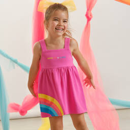 Agatha Ruiz de la Prada-Pink Cotton Rainbow Dress  | Childrensalon Outlet