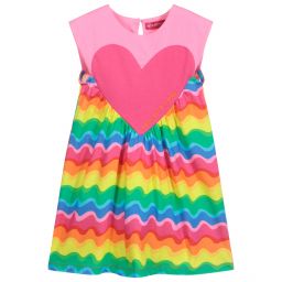 Agatha Ruiz de la Prada-فستان قطن جيرسي مقلم لون زهري | Childrensalon Outlet