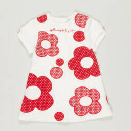 Agatha Ruiz de la Prada-Preloved White Dress with Red Flowers & Tights Set (24 months) | Childrensalon Outlet