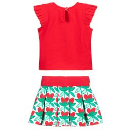Agatha Ruiz de la Prada-Red Cotton Top & Skirt Set | Childrensalon Outlet