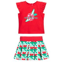 Agatha Ruiz de la Prada-Red Cotton Top & Skirt Set | Childrensalon Outlet