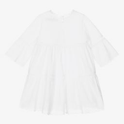 Agatha Ruiz de la Prada-فستان قطن برودوري لون أبيض للبنات | Childrensalon Outlet
