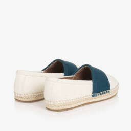 Age of Innocence-Boys Ivory and Navy Canvas Slip-Ons | Childrensalon Outlet