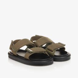 Age of Innocence-Boys Khaki Canvas Strap Sandals | Childrensalon Outlet