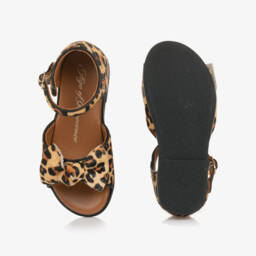 Age of Innocence-Girls Beige Leopard Patterned Leather Sandals | Childrensalon Outlet