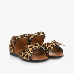 Age of Innocence-Girls Beige Leopard Patterned Leather Sandals | Childrensalon Outlet