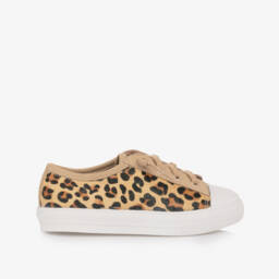 Age of Innocence-Girls Beige Wild Print Leather Sneakers | Childrensalon Outlet