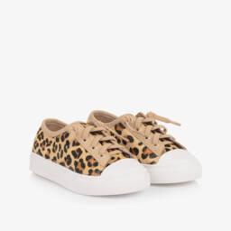 Age of Innocence-Girls Beige Wild Print Leather Sneakers | Childrensalon Outlet