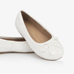 Age of Innocence-Girls Elegant White Sequin Flats | Childrensalon Outlet