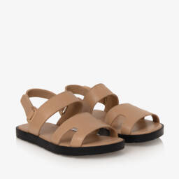 Age of Innocence-Girls Tan Leather Strap Sandals | Childrensalon Outlet