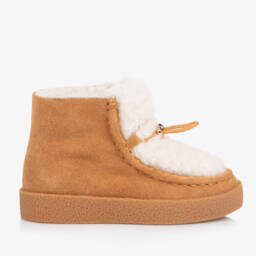 Age of Innocence-Girls Tan Suede & Shearling Boots | Childrensalon Outlet