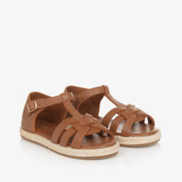 Age of Innocence-Girls Tan T-Bar Leather Sandals | Childrensalon Outlet