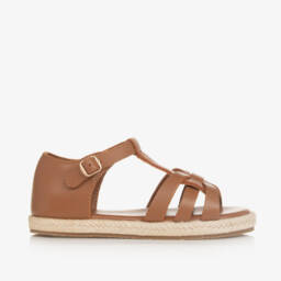 Age of Innocence-Girls Tan T-Bar Leather Sandals | Childrensalon Outlet