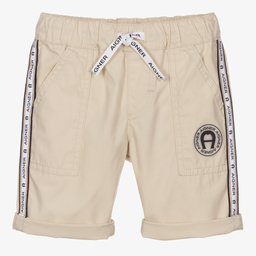 AIGNER-شورت أطفال ولادي قطن تويل لون بيج | Childrensalon Outlet