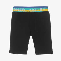 AIGNER-Baby Boys Black Cotton Logo Shorts | Childrensalon Outlet