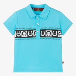 AIGNER-Baby Boys Blue Cotton Jersey Polo Shirt | Childrensalon Outlet