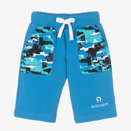AIGNER-Baby Boys Blue Cotton Shorts | Childrensalon Outlet