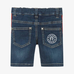 AIGNER-Baby Boys Blue Denim Logo Shorts | Childrensalon Outlet