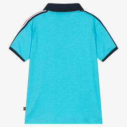 اقنر-Baby Boys Blue Logo Cotton Polo Shirt | Childrensalon Outlet