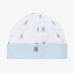 AIGNER-Baby Boys Blue & White Pima Cotton Hat  | Childrensalon Outlet