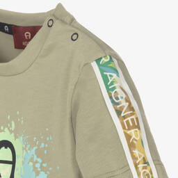 AIGNER-Baby Boys Green Paint Splash T-Shirt | Childrensalon Outlet