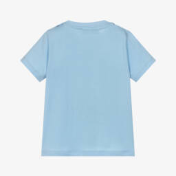 AIGNER-Baby Boys Pale Blue Cotton T-Shirt with Logo Print | Childrensalon Outlet