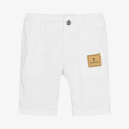 اقنر-شورت برمودا أطفال ولادي قطن لون أبيض | Childrensalon Outlet
