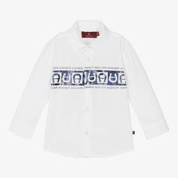 AIGNER-Бело-синяя рубашка из хлопка для малышей | Childrensalon Outlet