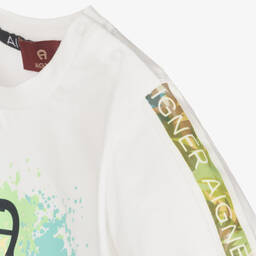 AIGNER-Baby Boys White Paint Splash T-Shirt | Childrensalon Outlet