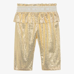 AIGNER-Золотистые брюки с баской для малышек | Childrensalon Outlet