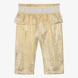 AIGNER-Золотистые брюки с баской для малышек | Childrensalon Outlet