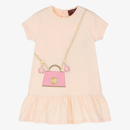 AIGNER-Baby Girls Pink & Gold Cotton Handbag Dress | Childrensalon Outlet
