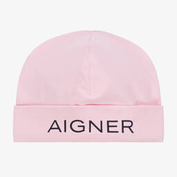 AIGNER-Baby Girls Pink Logo Pima Cotton Hat | Childrensalon Outlet
