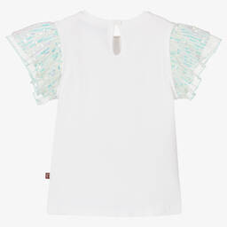 AIGNER-Белая футболка с голубыми пайетками | Childrensalon Outlet
